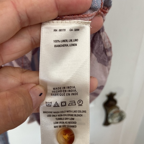 Anthro linen tie front sleeveless top - Picture 4 of 5